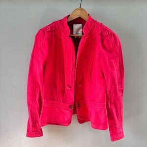 Anthropologie Elevenses Red Cotton Jacket Hook & Eye Closure.‎ Buttons- Size 6